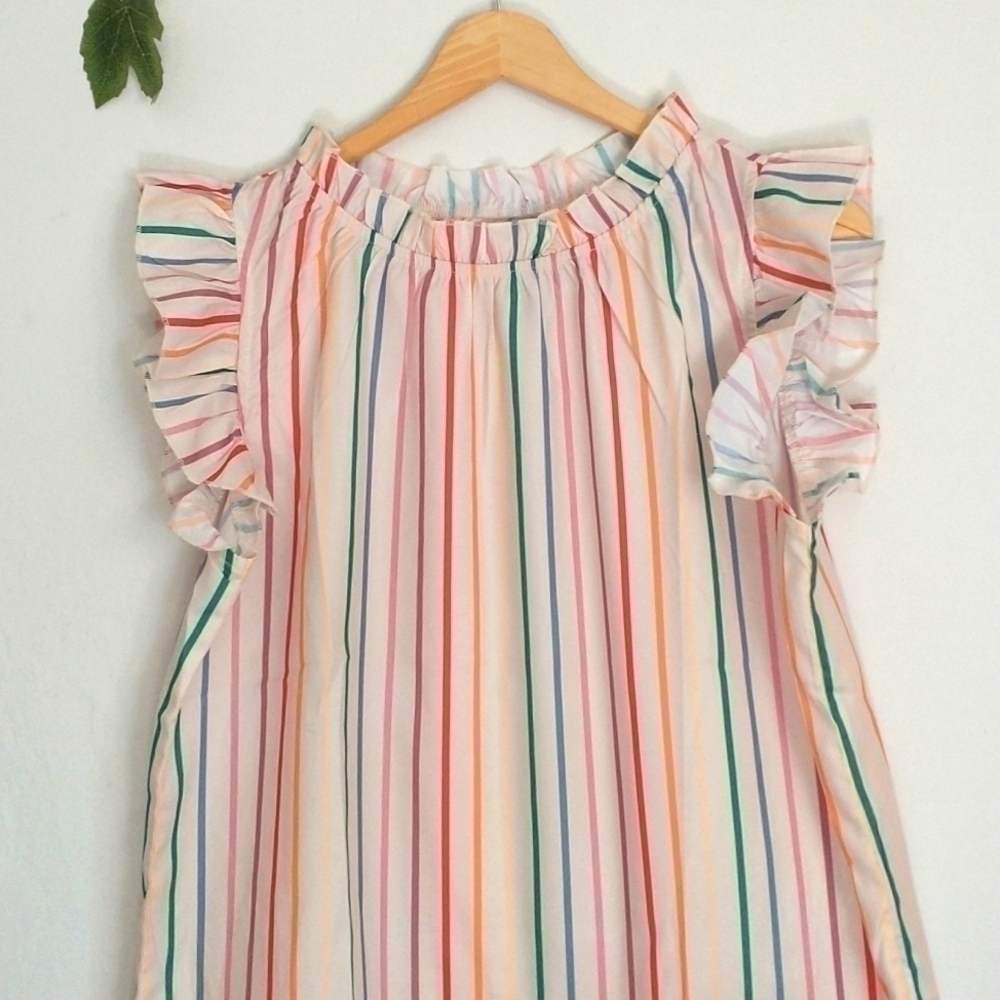 Barrier Reef Rainbow Flutter Sleeve Blouse Women's Size Small Cottagecore - Picture 3 of 6